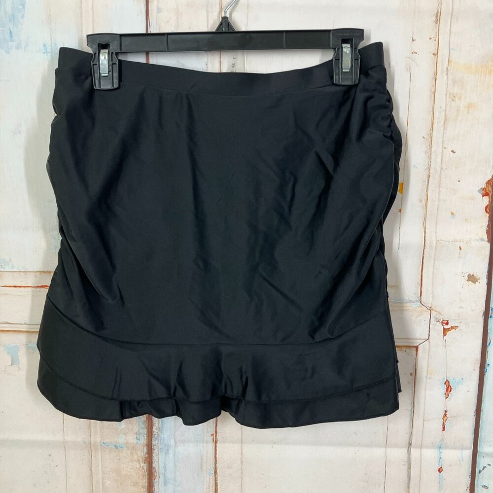 Holipick High Waist Swim Skirt w/Built In Brief, Black Women's Size L NWT